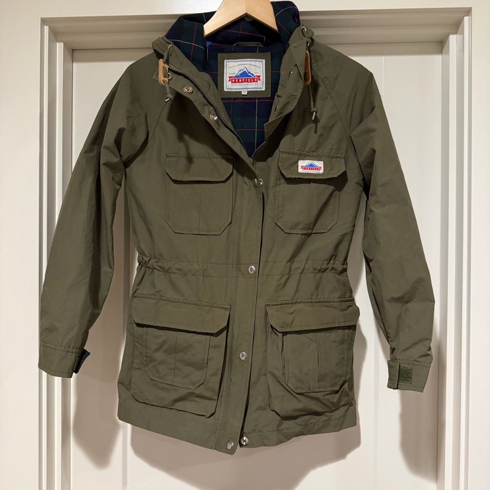 Penfield Olive Jacket with Plaid Lining